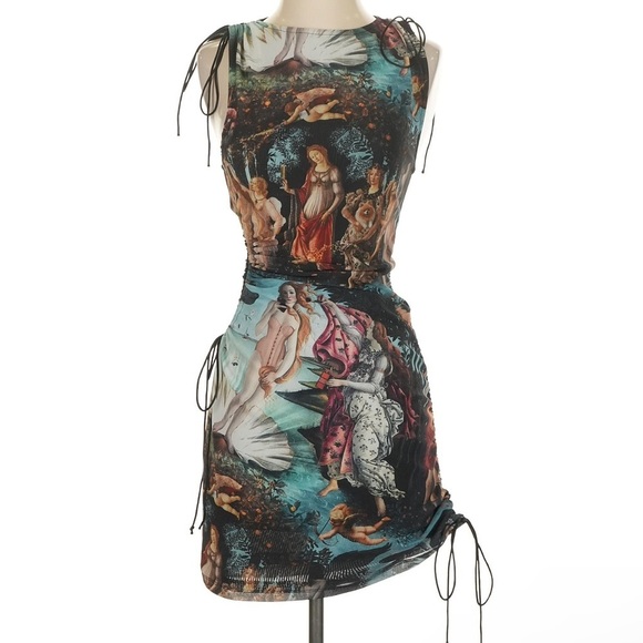 h:ours Dion Mini Dress Multi Renaissance $198Artistic Print Sleeveless Dress XS - Picture 2 of 10